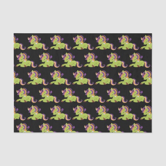 Niedlich Frankenstein Unicorn Halloween-Muster Seidenpapier (Vorderseite)