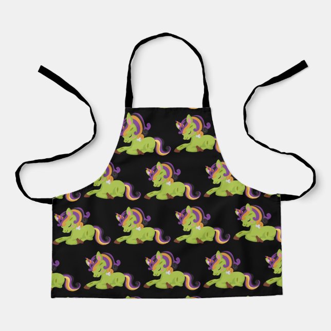Niedlich Frankenstein Unicorn Halloween Schürze (Vorderseite)