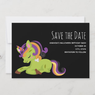 Niedlich Frankenstein Unicorn Halloween Zeichnend Save The Date