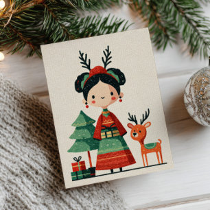 Niedlich Frida Kahlo Minimalistischer Cartoon Weih Postkarte