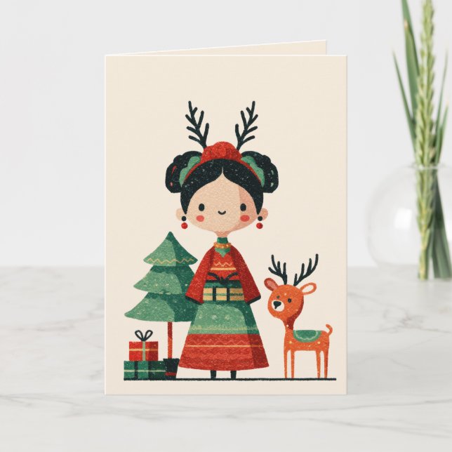 Niedlich Frida Kahlo Retro Minimalistisch Frohe We Karte (Vorderseite)