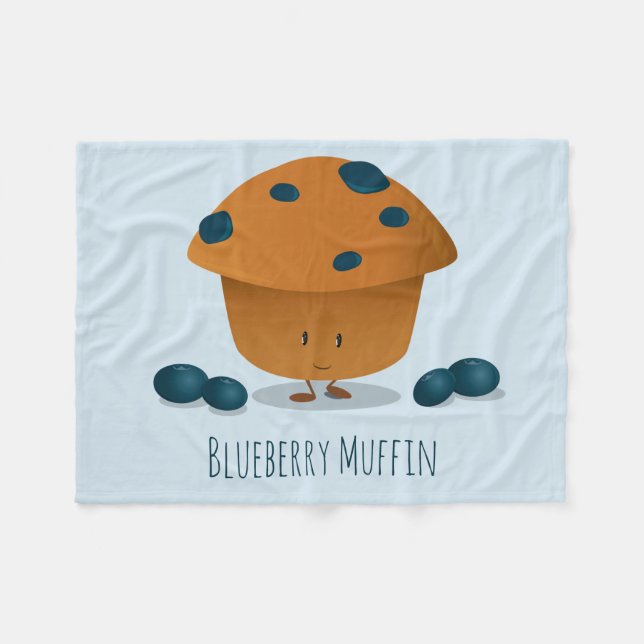 Niedlich Friendly Blueberry Muffin Cartoon Charact Fleecedecke (Vorderseite (Horizontal))