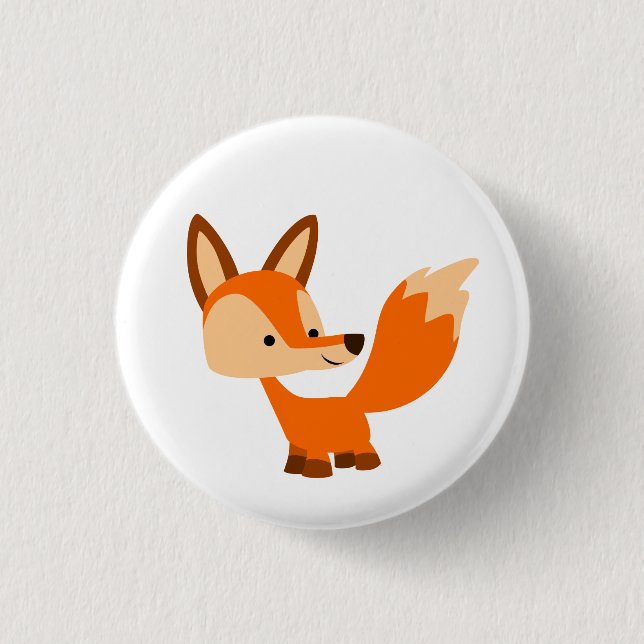 Niedlich Friendly Cartoon Fox Button Abzeichen (Vorderseite)