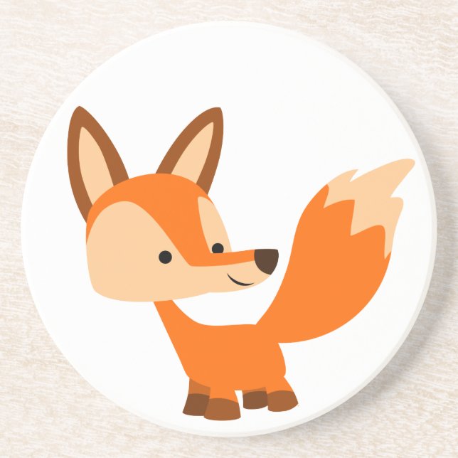 Niedlich Friendly Cartoon Fox Untersetzer (Vorne)