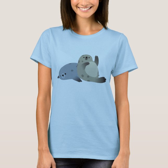 Niedlich Friendly Cartoon Hafen Siegel Frauen T -  T-Shirt (Vorderseite)