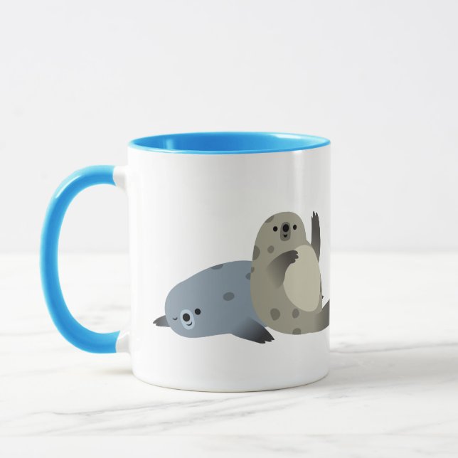 Niedlich Friendly Cartoon Harbour Siegel Tasse (Links)
