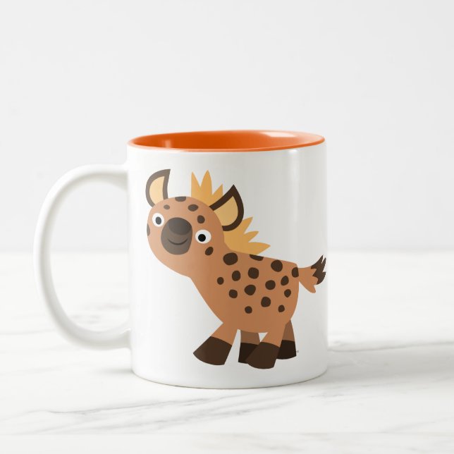 Niedlich Friendly Cartoon Hyena Zweifarbige Tasse (Links)
