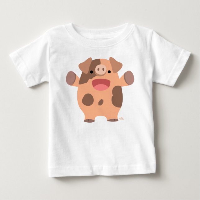 Niedlich Friendly Cartoon Pig Baby T - Shirt (Vorderseite)
