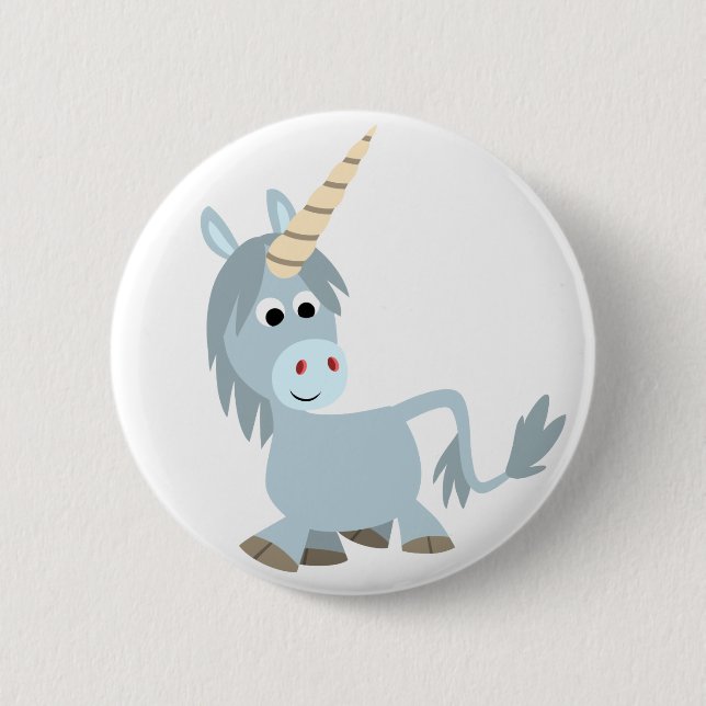 Niedlich Friendly Cartoon Unicorn Button Abzeichen (Vorderseite)