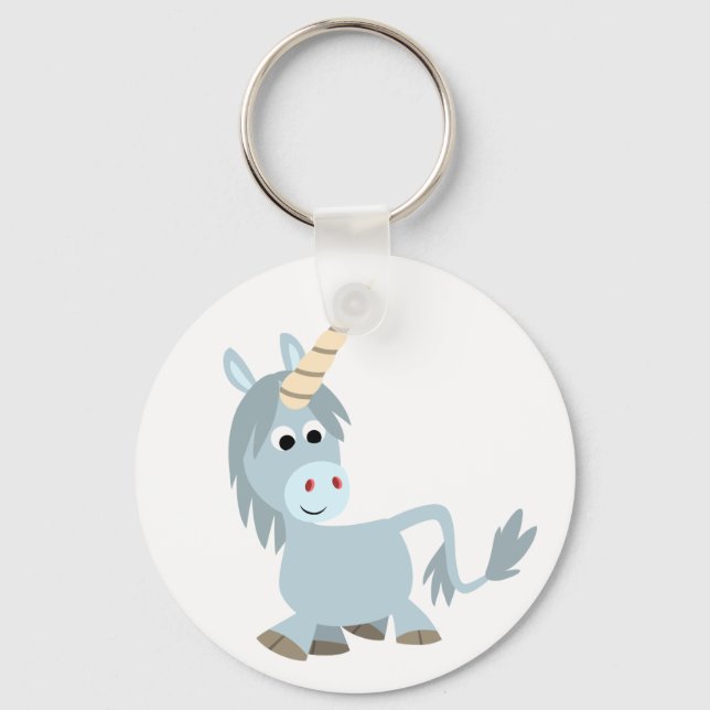 Niedlich Friendly Cartoon Unicorn Schlüsselanhänge Schlüsselanhänger (Vorderseite)