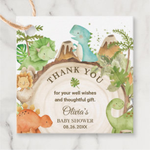 Niedlich Friendly Dinosaur Babydusche Geburtstagsp Geschenkanhänger