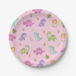 Niedlich Friendly Dinosaurs Party T-Rex Girl Gebur Pappteller