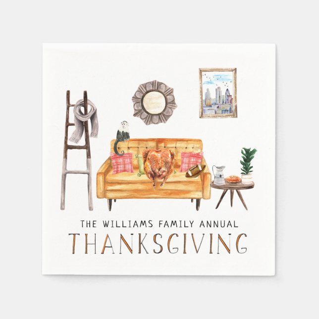 Niedlich Friendsgiving Erntedank Dinner Party Serviette (Vorderseite)