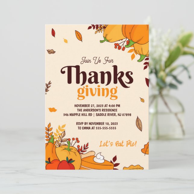 Niedlich Friendsgiving Erntedank Personalisiert Einladung (Stehend Vorderseite)