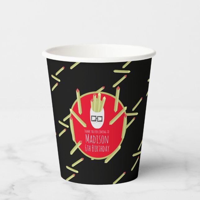 Niedlich Fries Restaurant Birthday Party Black Pappbecher (Vorderseite)