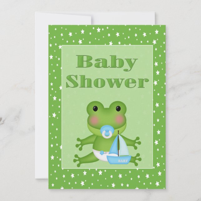 Niedlich Frog Baby Shower Einladung (Vorderseite)