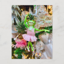 Niedlich Frog Ballerina Weihnachtsbaum Postcard