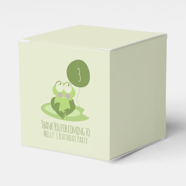 Niedlich Frog Birthday Green Ballon Danke Geschenkschachtel (Vorderseite)