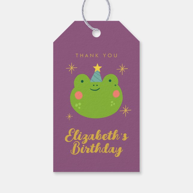 Niedlich Frog Birthday vielen Dank Geschenkanhänger (Rückseite)