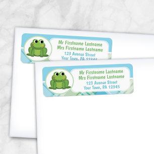 Niedlich Frog Blue und Green Kariert Address Label