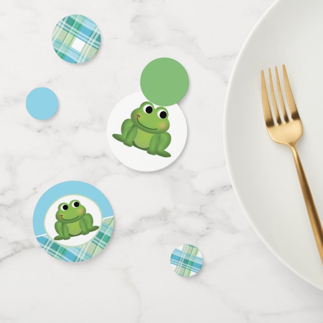 Niedlich Frog Blue und Green Kariert Confetti Konfetti (Gruppe)