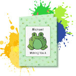 Niedlich Frog Cartoon Funny Sprichwort Froggie Geb Karte<br><div class="desc">Das ist einer der Figuren,  die von meinem Enkel und mir geschaffen wurden. Er zeichne die Charaktere mit all ihren niedlichen Merkmalen und ich verwandle sie in fette und moderne Stücke,  um ein und alle zu begeistern :) Suchen Sie nach seinen Original-Zeichnungen auf jeder Auflistung!!</div>