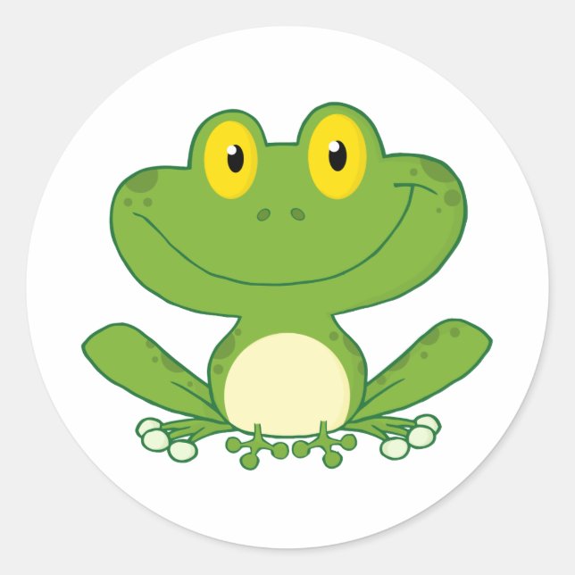 Niedlich Frog Cartoon Runder Aufkleber (Vorderseite)