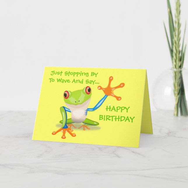 Niedlich Frog Funny Animal Kids Happy Birthday Karte (Vorderseite)