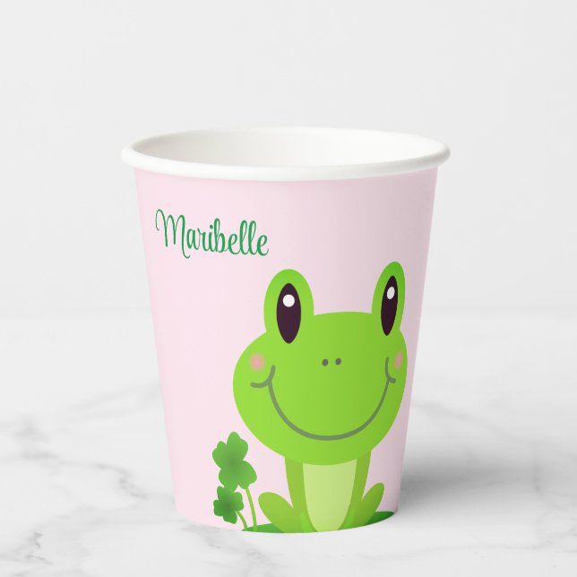 Niedlich Frog Girl Room Pappbecher (Vorderseite)