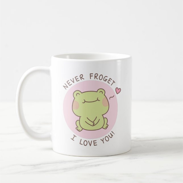 Niedlich Frog Liebe Puff Niemals Frogret I Liebe S Kaffeetasse (Links)