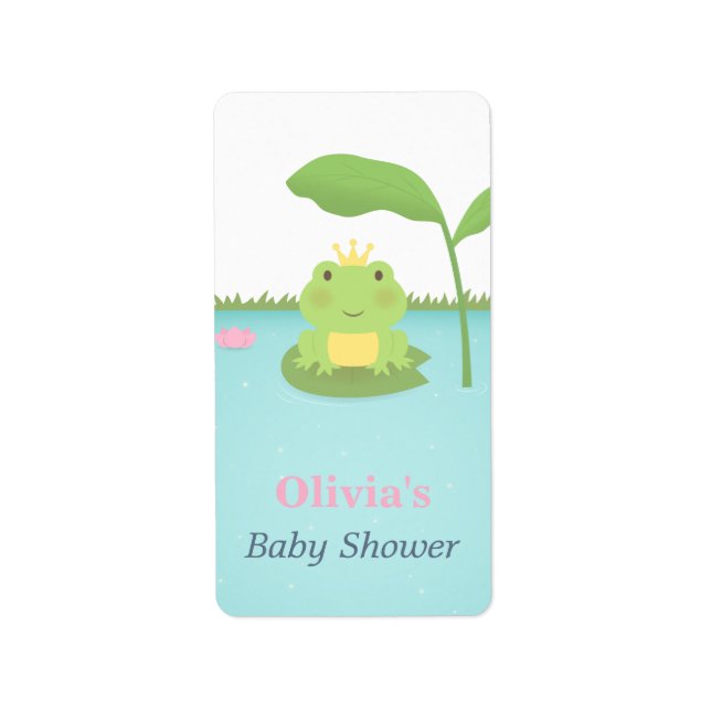 Niedlich Frog Prince Boy Baby Duschmarken Adressaufkleber (Vorne)