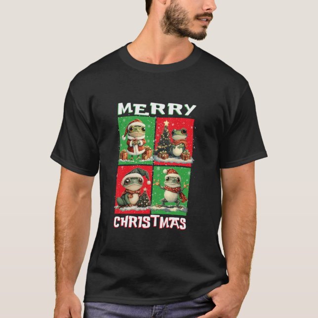 Niedlich Frog Santa Animals Lover Frohe Weihnachts T-Shirt (Vorderseite)