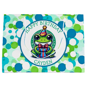 Niedlich Frog Themed Boy's Birthday Boy Große Geschenktüte