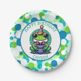 Niedlich Frog Themed Boy's Birthday Boy Pappteller