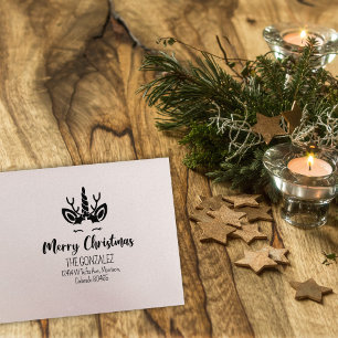 Niedlich Frohe Weihnachten Einhorn Rücksendeadress Gummistempel