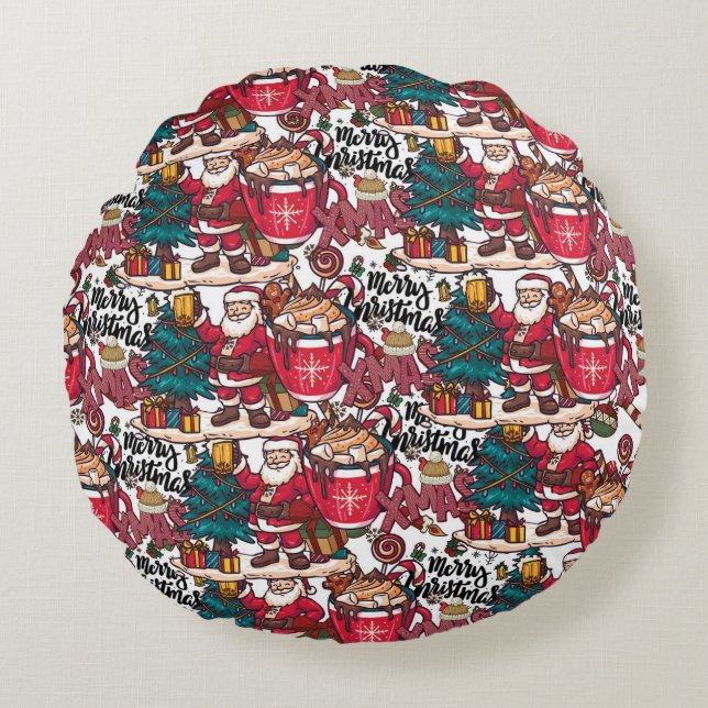 Niedlich frohe Weihnachten - Feiertag Rundes Kissen (Vorderseite)