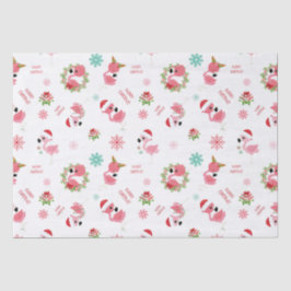 Niedlich frohe Weihnachten Flamingo Snowflake Seidenpapier