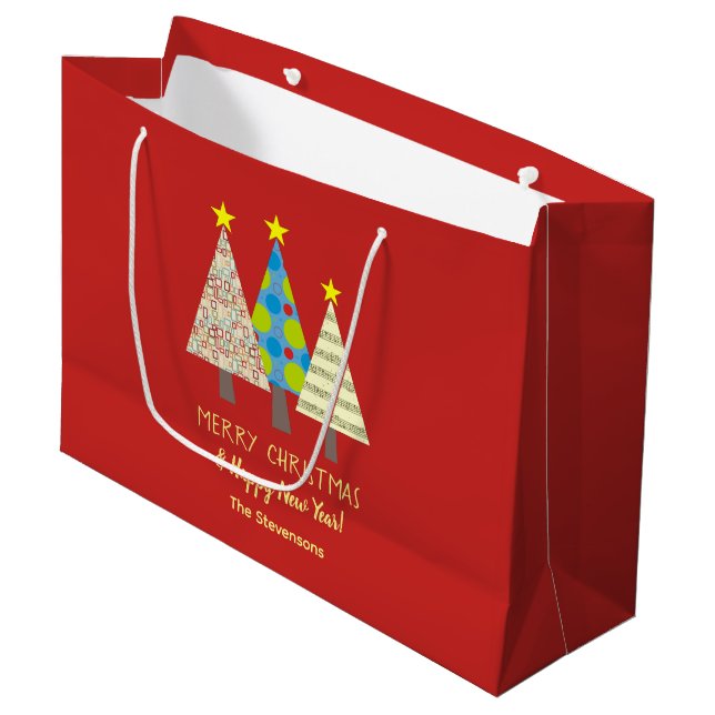 Niedlich frohe Weihnachten Große Geschenktüte (Vorderseite Schrägansicht)