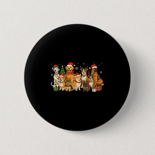 Niedlich Frohe Weihnachten Hund Mama Vater Welpen  Button
