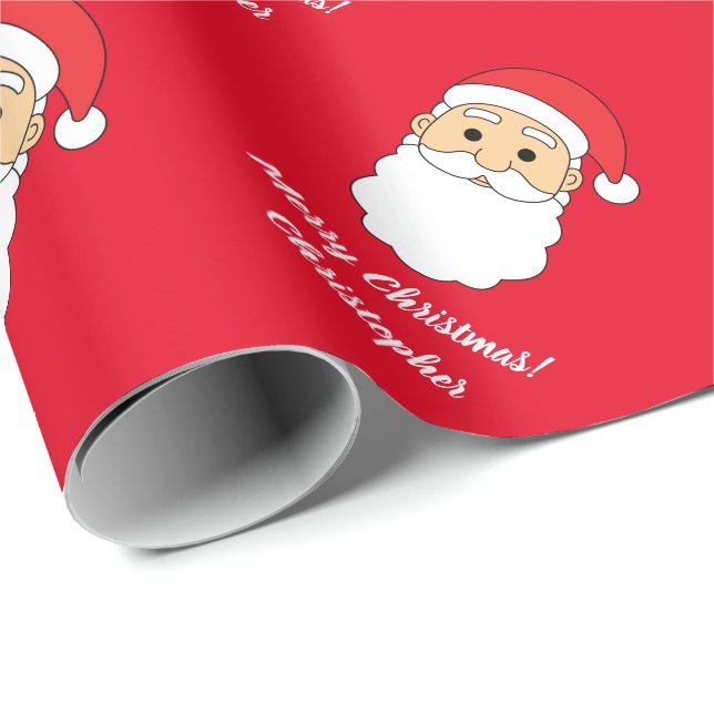 Niedlich Frohe Weihnachten Individuelle Name Santa Geschenkpapier (Rolleneckpunkt)