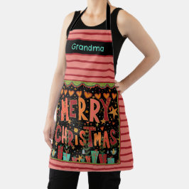 Niedlich frohe Weihnachten, individueller Name Ros Schürze