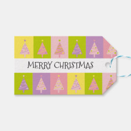 Niedlich frohe Weihnachten Rosa Bäume Geschenkanhänger