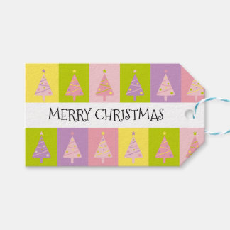 Niedlich frohe Weihnachten Rosa Bäume Geschenkanhänger