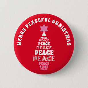 Niedlich frohe Weihnachten Rosa und Roter Friedens Button