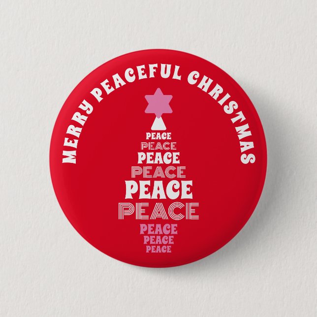 Niedlich frohe Weihnachten Rosa und Roter Friedens Button (Vorderseite)