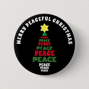 Niedlich frohe Weihnachten Rot und Grün Friedensba Button