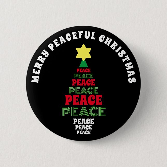 Niedlich frohe Weihnachten Rot und Grün Friedensba Button (Vorderseite)