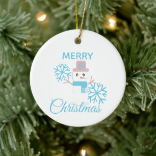 Niedlich Frohe Weihnachten Snowman Snowflakes Char Keramik Ornament