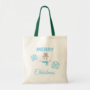 Niedlich Frohe Weihnachten Snowman Snowflakes Char Tragetasche