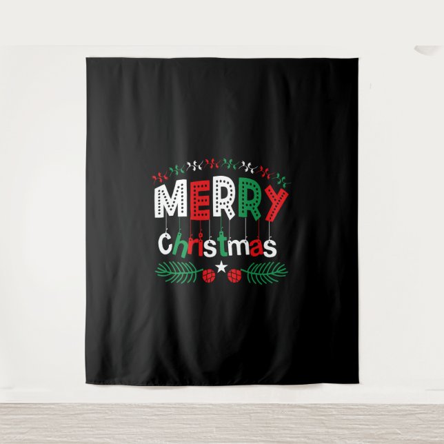 Niedlich frohe Weihnachten Wandteppich (Vorderseite)